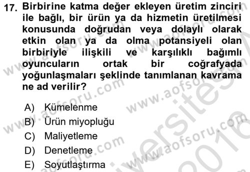 Girişimcilik Dersi 2015 - 2016 Yılı (Final) Dönem Sonu Sınav Soruları 17. Soru