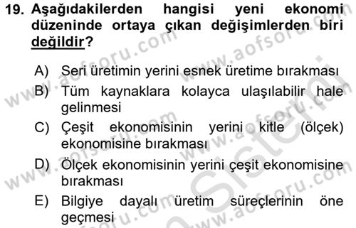 Girişimcilik Dersi 2015 - 2016 Yılı (Final) Dönem Sonu Sınav Soruları 19. Soru