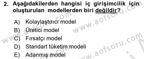 Girişimcilik Dersi 2015 - 2016 Yılı (Final) Dönem Sonu Sınav Soruları 2. Soru