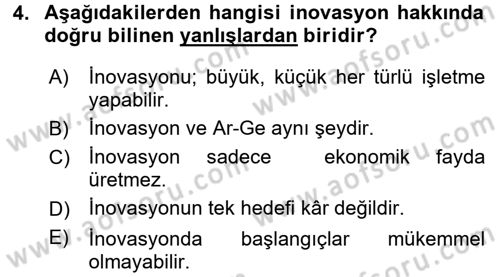 Girişimcilik Dersi 2015 - 2016 Yılı (Final) Dönem Sonu Sınav Soruları 4. Soru