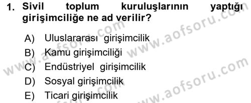 Girişimcilik Dersi 2016 - 2017 Yılı 3 Ders Sınav Soruları 1. Soru