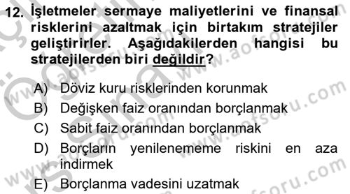 Girişimcilik Dersi 2016 - 2017 Yılı 3 Ders Sınav Soruları 12. Soru