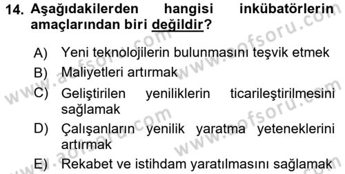 Girişimcilik Dersi 2016 - 2017 Yılı 3 Ders Sınav Soruları 14. Soru