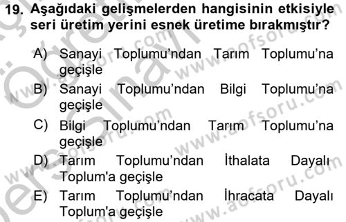 Girişimcilik Dersi 2016 - 2017 Yılı 3 Ders Sınav Soruları 19. Soru