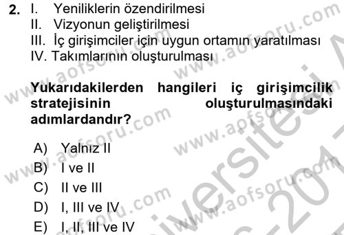 Girişimcilik Dersi 2016 - 2017 Yılı 3 Ders Sınav Soruları 2. Soru