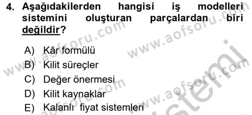 Girişimcilik Dersi 2016 - 2017 Yılı 3 Ders Sınav Soruları 4. Soru