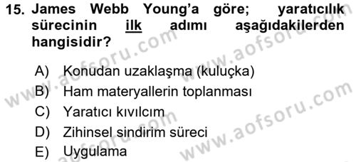 Girişimcilik Dersi 2016 - 2017 Yılı (Vize) Ara Sınav Soruları 15. Soru