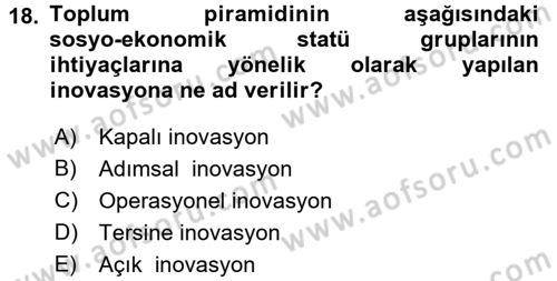 Girişimcilik Dersi 2016 - 2017 Yılı (Vize) Ara Sınav Soruları 18. Soru