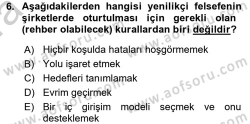 Girişimcilik Dersi 2016 - 2017 Yılı (Vize) Ara Sınav Soruları 6. Soru