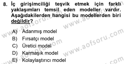 Girişimcilik Dersi 2016 - 2017 Yılı (Vize) Ara Sınav Soruları 8. Soru
