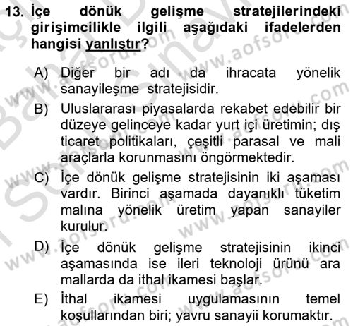 Girişimcilik Dersi 2016 - 2017 Yılı (Final) Dönem Sonu Sınav Soruları 13. Soru