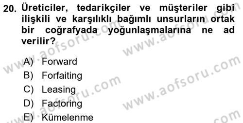 Girişimcilik Dersi 2016 - 2017 Yılı (Final) Dönem Sonu Sınav Soruları 20. Soru