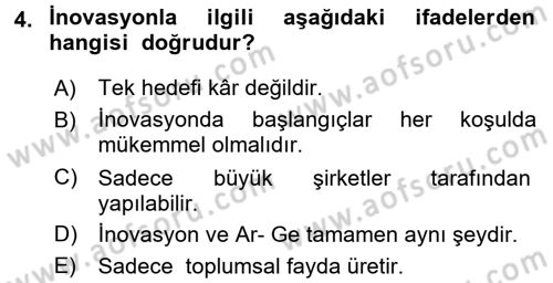 Girişimcilik Dersi 2016 - 2017 Yılı (Final) Dönem Sonu Sınav Soruları 4. Soru