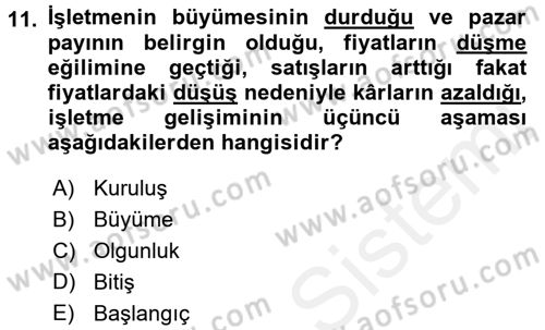 Girişimcilik Dersi 2017 - 2018 Yılı 3 Ders Sınav Soruları 11. Soru