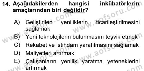 Girişimcilik Dersi 2017 - 2018 Yılı 3 Ders Sınav Soruları 14. Soru