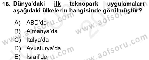 Girişimcilik Dersi 2017 - 2018 Yılı 3 Ders Sınav Soruları 16. Soru