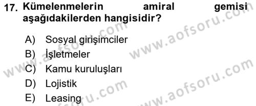 Girişimcilik Dersi 2017 - 2018 Yılı 3 Ders Sınav Soruları 17. Soru