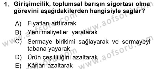 Girişimcilik Dersi 2017 - 2018 Yılı (Vize) Ara Sınav Soruları 1. Soru