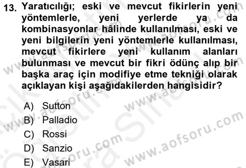 Girişimcilik Dersi 2017 - 2018 Yılı (Vize) Ara Sınav Soruları 13. Soru