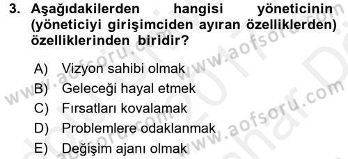 Girişimcilik Dersi 2017 - 2018 Yılı (Vize) Ara Sınav Soruları 3. Soru