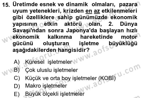 Girişimcilik Dersi 2017 - 2018 Yılı (Final) Dönem Sonu Sınav Soruları 15. Soru