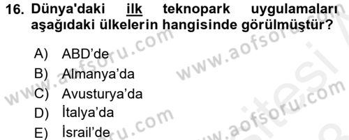 Girişimcilik Dersi 2017 - 2018 Yılı (Final) Dönem Sonu Sınav Soruları 16. Soru