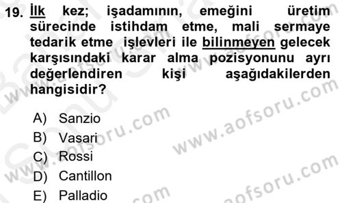 Girişimcilik Dersi 2017 - 2018 Yılı (Final) Dönem Sonu Sınav Soruları 19. Soru