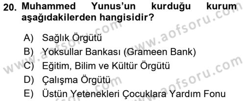Girişimcilik Dersi 2017 - 2018 Yılı (Final) Dönem Sonu Sınav Soruları 20. Soru
