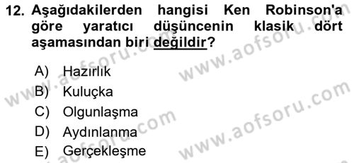 Girişimcilik Dersi 2021 - 2022 Yılı (Vize) Ara Sınav Soruları 12. Soru