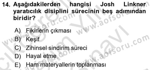 Girişimcilik Dersi 2021 - 2022 Yılı (Vize) Ara Sınav Soruları 14. Soru