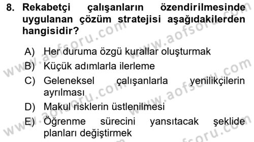 Girişimcilik Dersi 2021 - 2022 Yılı (Vize) Ara Sınav Soruları 8. Soru