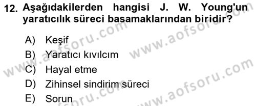 Girişimcilik Dersi 2023 - 2024 Yılı (Vize) Ara Sınav Soruları 12. Soru