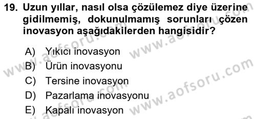Girişimcilik Dersi 2023 - 2024 Yılı (Vize) Ara Sınav Soruları 19. Soru