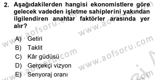 Girişimcilik Dersi 2023 - 2024 Yılı (Vize) Ara Sınav Soruları 2. Soru
