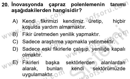 Girişimcilik Dersi 2023 - 2024 Yılı (Vize) Ara Sınav Soruları 20. Soru
