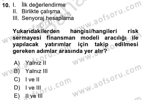Girişimcilik Dersi 2023 - 2024 Yılı (Final) Dönem Sonu Sınav Soruları 10. Soru