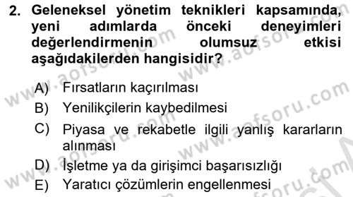 Girişimcilik Dersi 2023 - 2024 Yılı (Final) Dönem Sonu Sınav Soruları 2. Soru