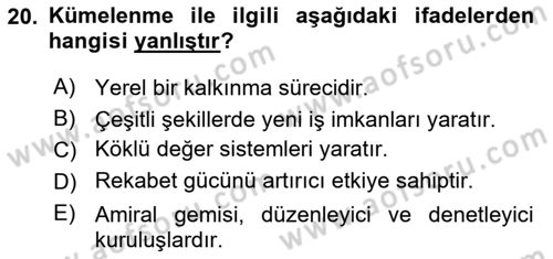 Girişimcilik Dersi 2023 - 2024 Yılı (Final) Dönem Sonu Sınav Soruları 20. Soru