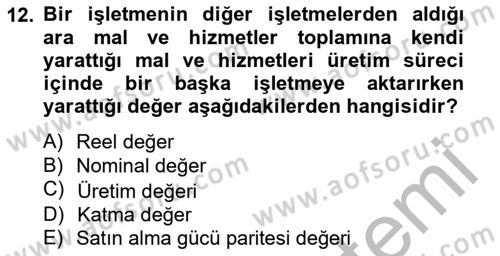 Ekonomik Analiz Dersi 2012 - 2013 Yılı (Vize) Ara Sınav Soruları 12. Soru