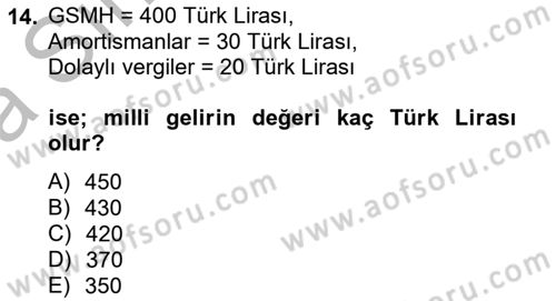 Ekonomik Analiz Dersi 2012 - 2013 Yılı (Vize) Ara Sınav Soruları 14. Soru