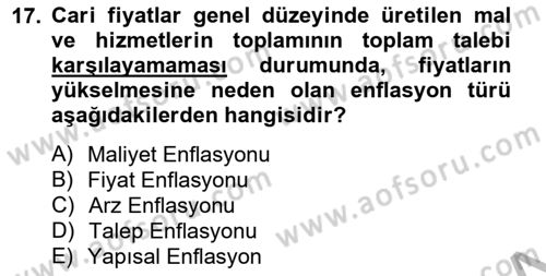 Ekonomik Analiz Dersi 2012 - 2013 Yılı (Vize) Ara Sınav Soruları 17. Soru