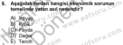 Ekonomik Analiz Dersi 2012 - 2013 Yılı (Vize) Ara Sınav Soruları 5. Soru