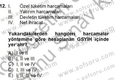 Ekonomik Analiz Dersi 2012 - 2013 Yılı (Final) Dönem Sonu Sınav Soruları 12. Soru