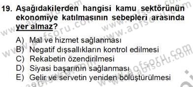Ekonomik Analiz Dersi 2012 - 2013 Yılı (Final) Dönem Sonu Sınav Soruları 19. Soru