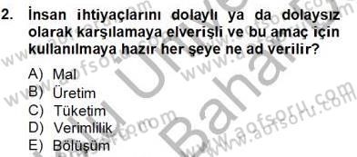 Ekonomik Analiz Dersi 2012 - 2013 Yılı (Final) Dönem Sonu Sınav Soruları 2. Soru