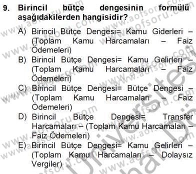 Ekonomik Analiz Dersi 2012 - 2013 Yılı (Final) Dönem Sonu Sınav Soruları 9. Soru