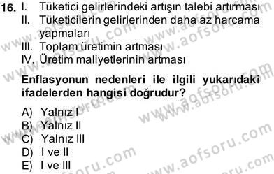 Ekonomik Analiz Dersi 2013 - 2014 Yılı (Vize) Ara Sınav Soruları 16. Soru