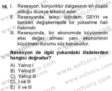 Ekonomik Analiz Dersi 2013 - 2014 Yılı (Final) Dönem Sonu Sınav Soruları 16. Soru