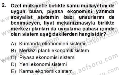 Ekonomik Analiz Dersi 2013 - 2014 Yılı (Final) Dönem Sonu Sınav Soruları 2. Soru
