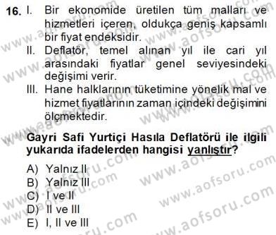 Ekonomik Analiz Dersi 2014 - 2015 Yılı (Vize) Ara Sınav Soruları 16. Soru